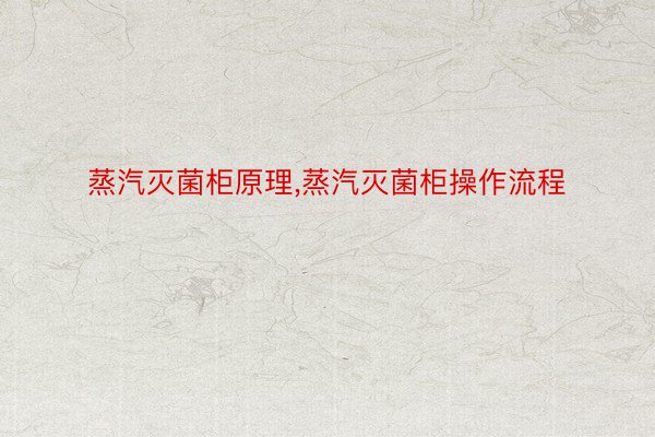 蒸汽灭菌柜原理,蒸汽灭菌柜操作流程